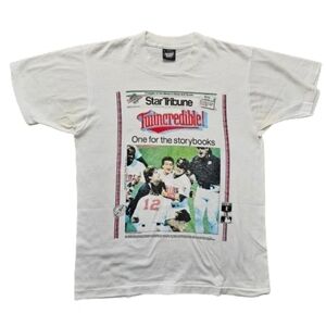 Vintage 1991 Minnesota Twins World Series Champions Star Tribube Newspaper Tee